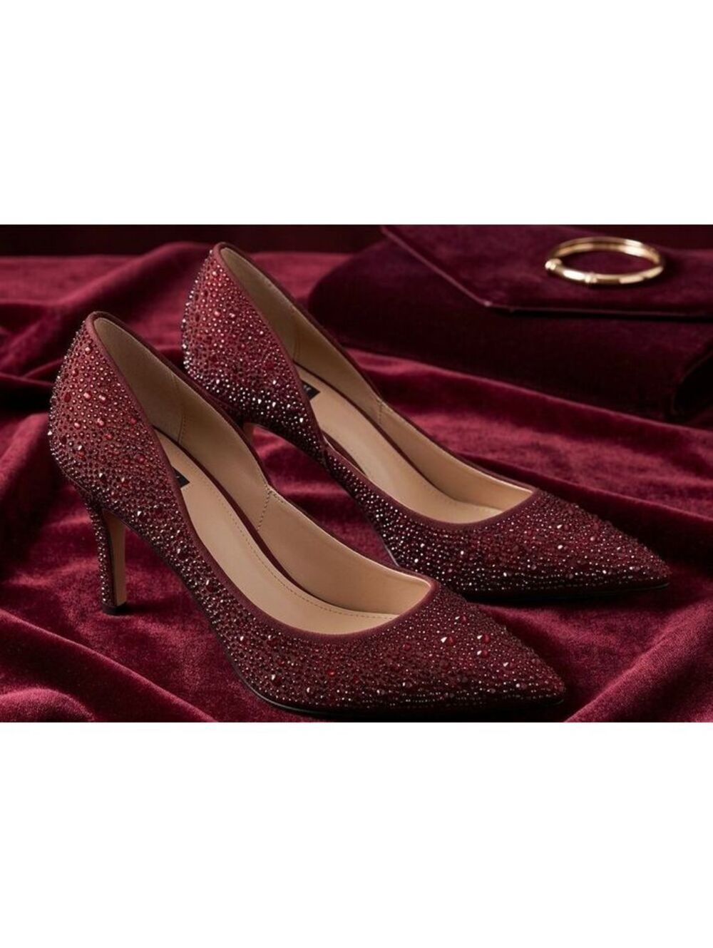 White House Black Market Ella Grenadine Ombré Rhinestone d'Orsay Pumps w Dustbag